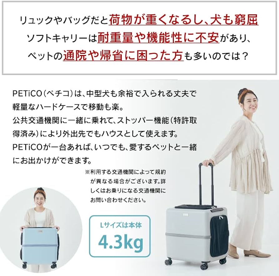 PETICO Ｌサイズ3点セット　クッション、レインカバー付き　ブルー✖️ホワイト PETICO Lサイズ3点セットクッション、レインカバー付きブルー